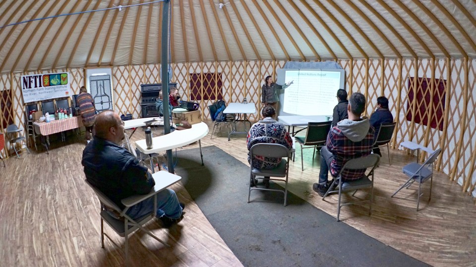 NWT MLAs receive a briefing at the farm from Jackie Milne