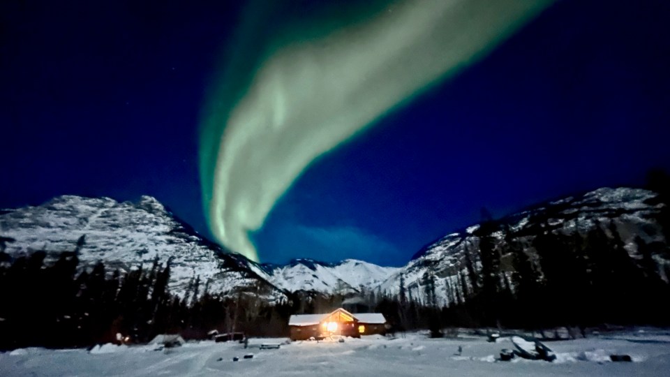 North Nahanni Naturalist Lodge under the northern lights