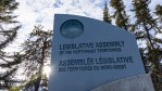 A sign outside the NWT Legislative Assembly. Ollie Williams/Cabin Radio