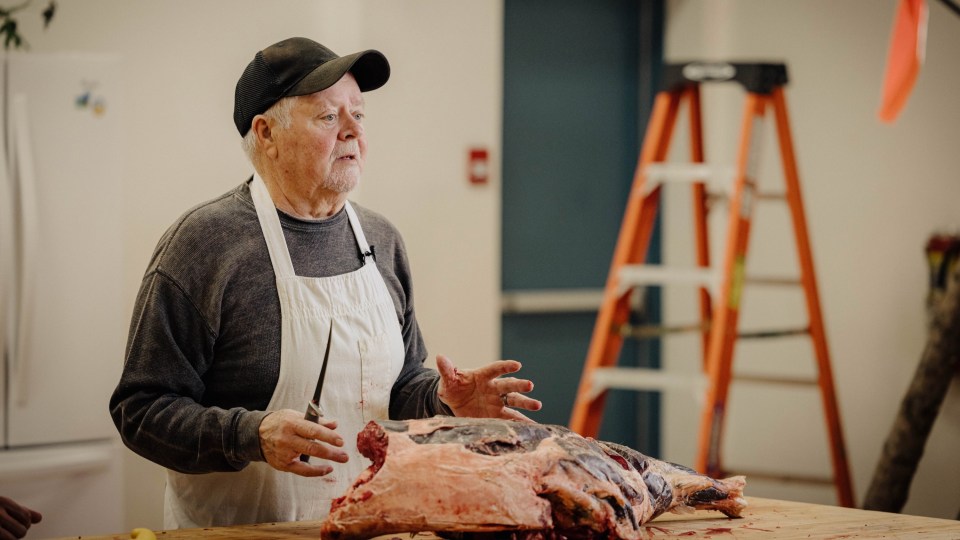 Duane Bohlken, a butcher in Norman Wells, speaks to the camera. Josh Ferguson/Norteno Media
