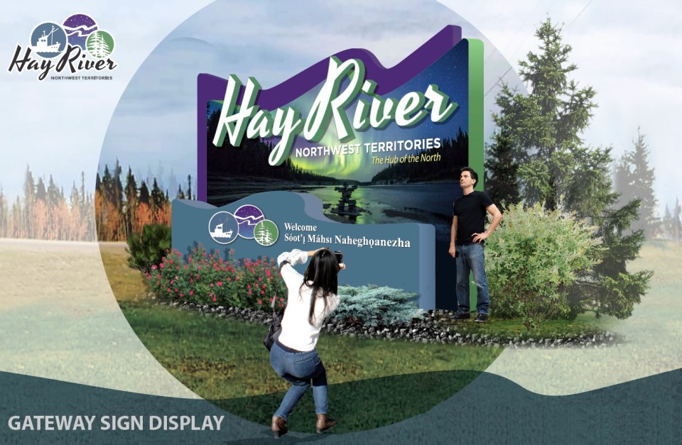 A computer rendering of Hay River's new welcome sign, posted online by the town.