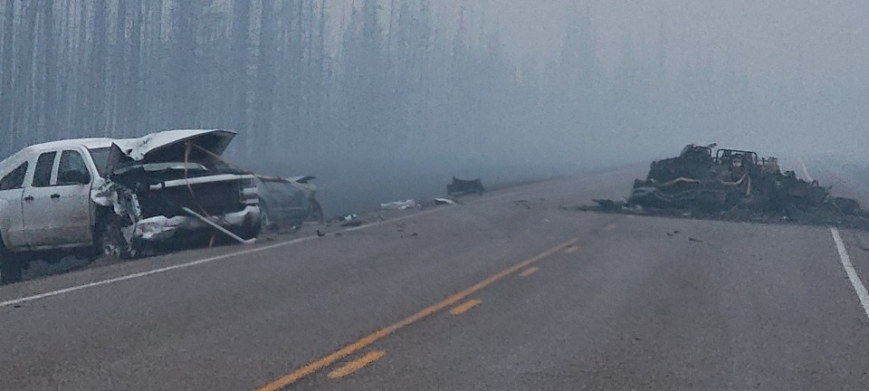 Burnt vehicles near Paradise Valley around 4am on Monday, August 14, 2023. Photo: A G Carroll