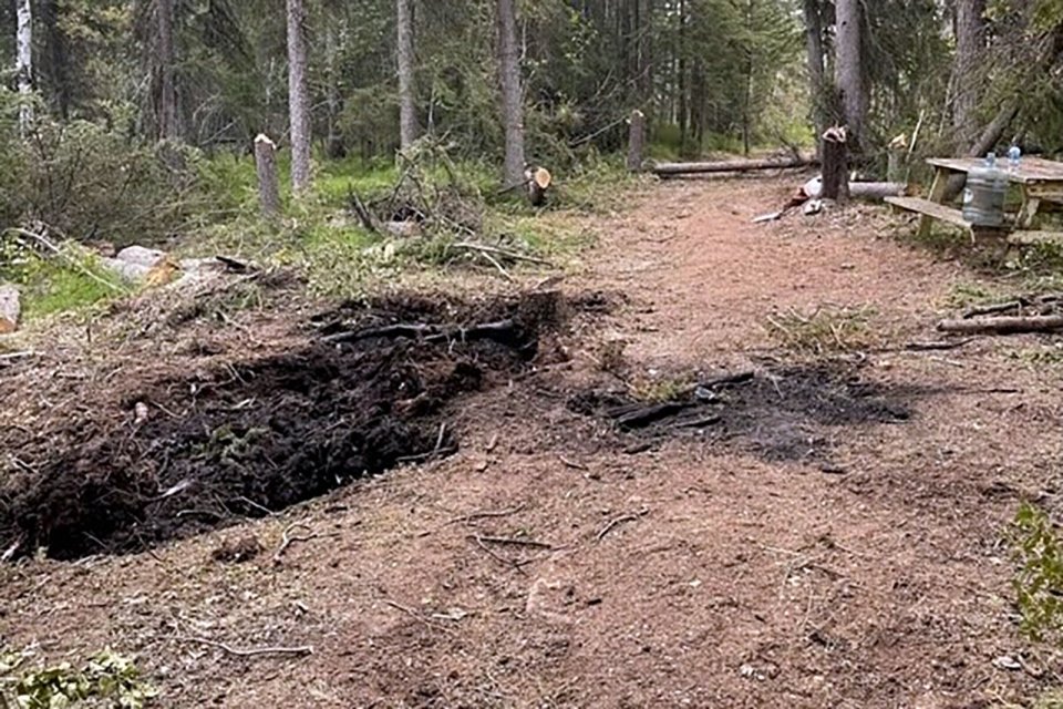 An NWT government image of the remains of a person-caused fire on Hay River's Oxbow Trail.