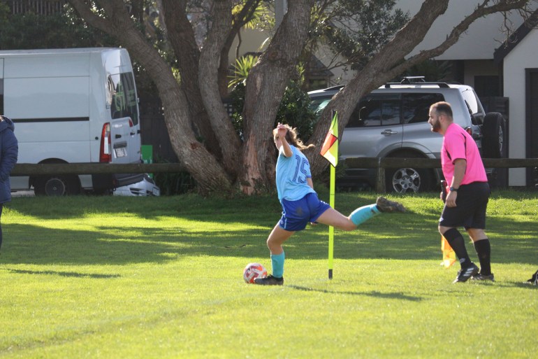 Gillian Furniss playing for Seatoun AFC in New Zealand. Photo: Submitted