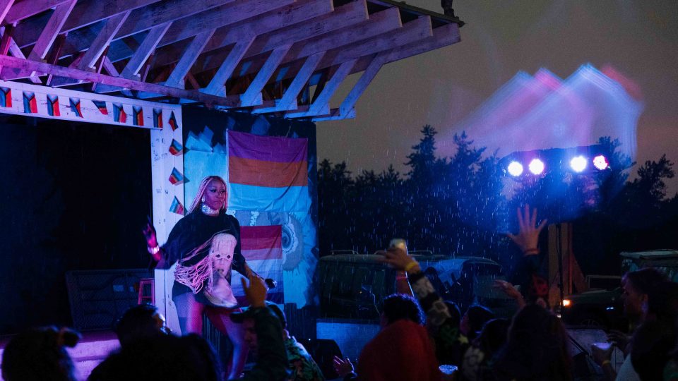 Tynomi Banks performs in the drag show. Sarah Pruys/Cabin Radio