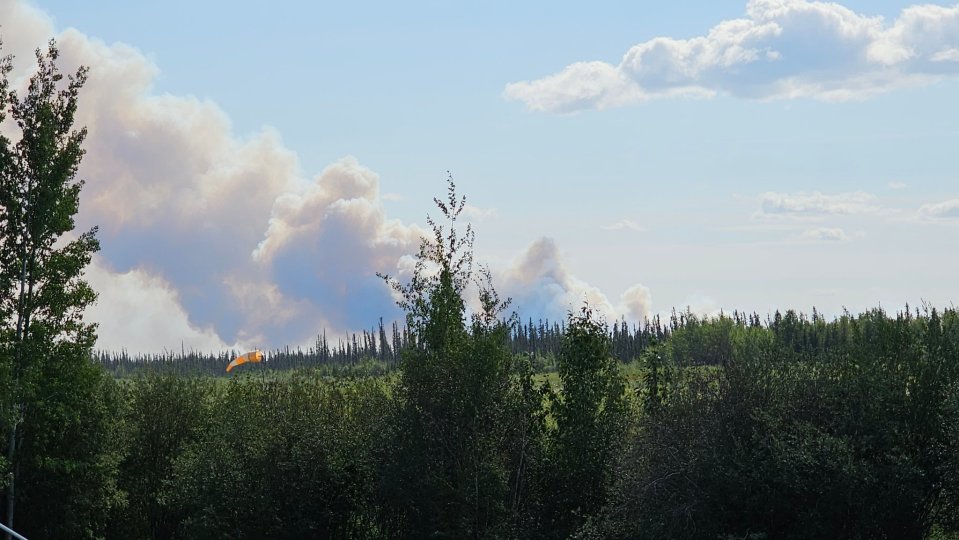 A photo of the wildfire outside of Jean Marie River that triggered and evacuation on Sunday afternoon. Paul Thunder-Stealer/X