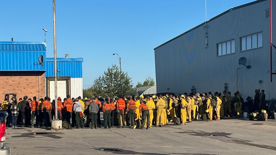 A morning wildfire briefing in Hay River on August 23, 2023. Town of Hay River/Facebook