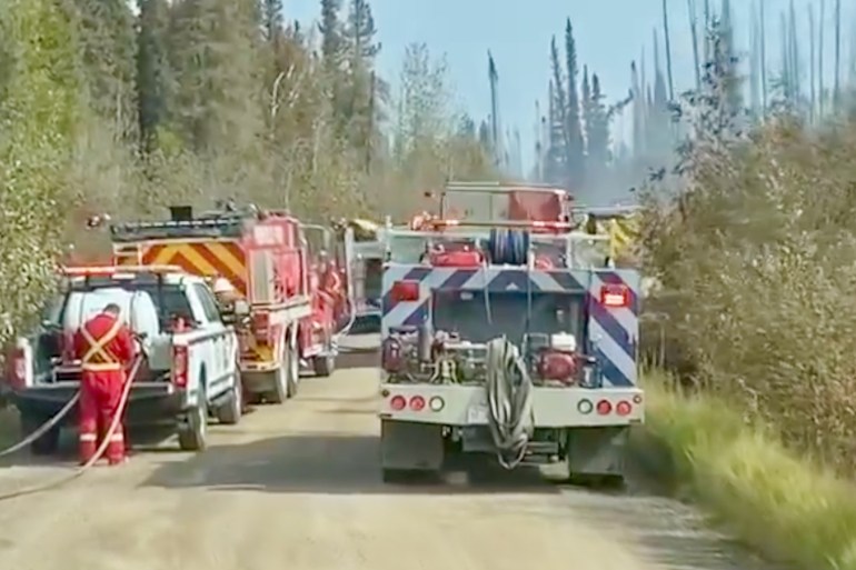 Fire equipment west of Hay River on August 26, 2023. Photo: Submitted