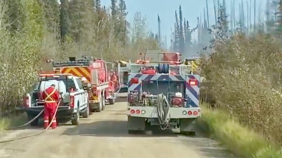Fire equipment west of Hay River on August 26, 2023. Photo: Submitted