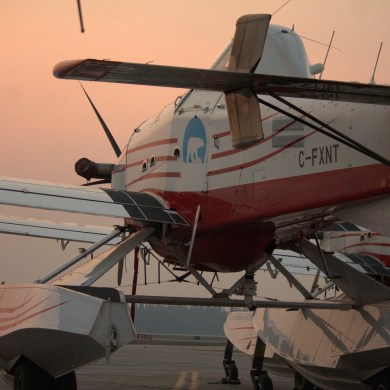 A FireBoss 802 aircraft used to help fight wildfires is seen in 2023. Photo: GNWT