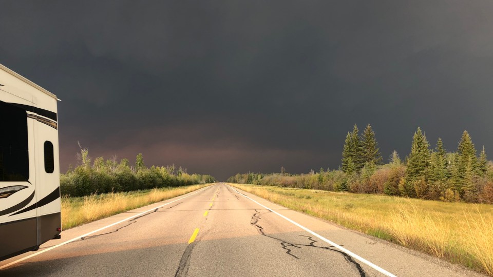 The view looking toward Hay River the evening of Friday, August 25, 2023. Photo: Mark Rowe