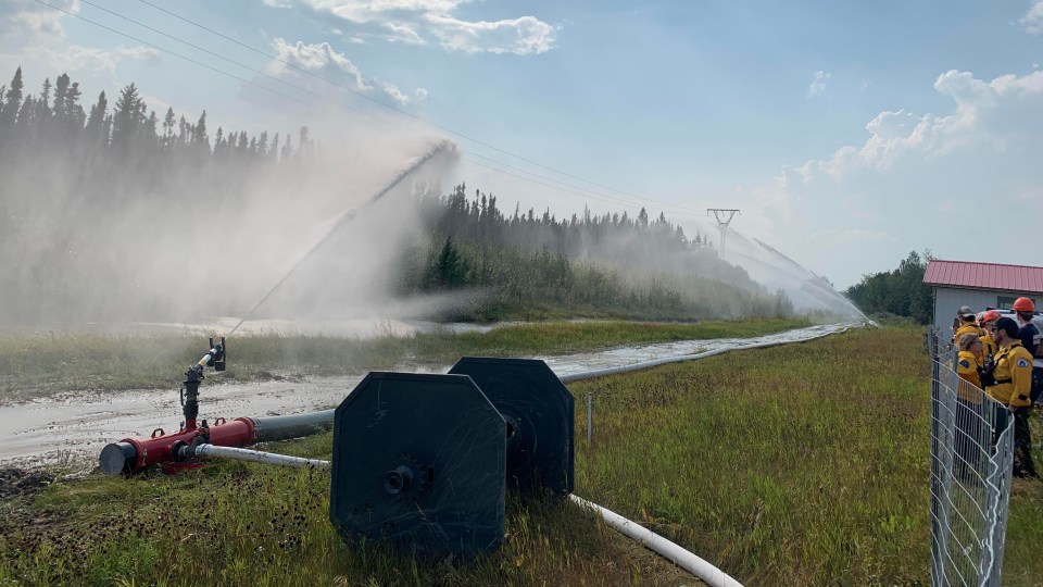 Sprinklers set up in Fort Smith keeping the ground wet. Photo: Paul Bannister