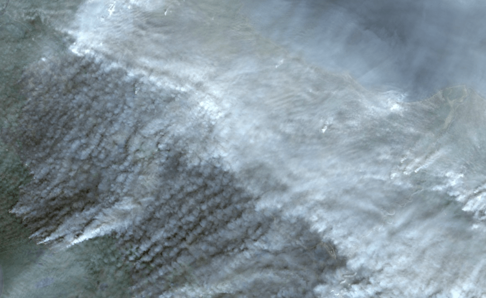 Smoke plumes from fires across the Hay River and Enterprise region on August 30. Photo: Sentinel Playground