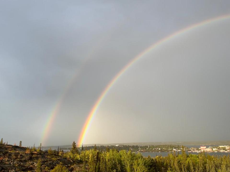 The rainbow's giant arc. Photo: Iqbal Bhatti