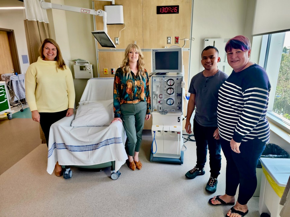 Members of Stanton's chemo and dialysis team, including Julie Purcell, second from left, and Alietha McKay, right. Ollie Williams/Cabin Radio
