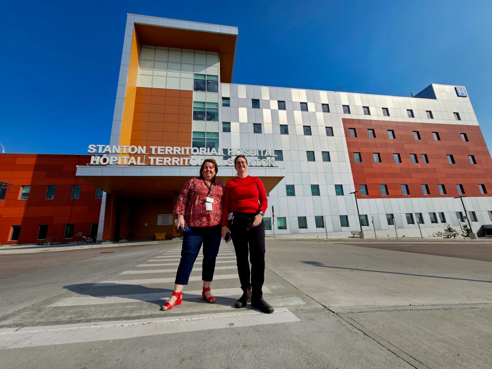 Health authority chief executive Kim Riles, left, and Dr Claudia Kraft, territorial medical director. Ollie Williams/Cabin Radio