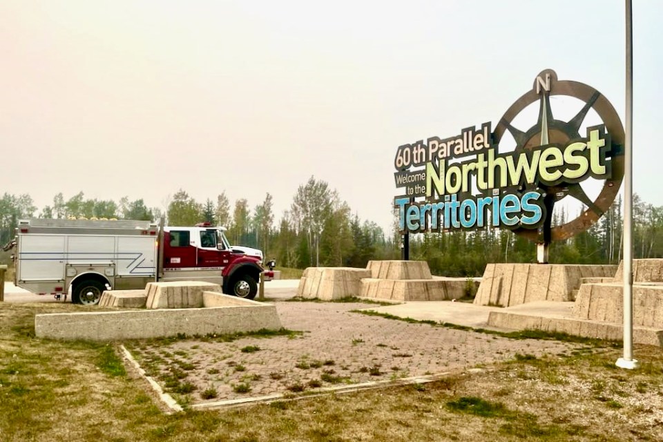 A fire truck from Drayton Valley/Brazeau County Fire Services on its way to Hay River. Photo: Drayton Valley/Brazeau County Fire Services