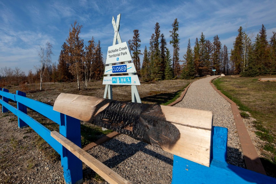 A burnt board was hastily nailed across the gate at McNallie Creek, telling visitors the popular roadside stop was unsafe and closed after a wildfire destroyed much of the viewing barrier around the creek's steep walls. Photo: Bill Braden