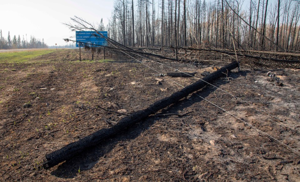 This roadside sign for the Escarpment Creek campground, near Enterprise, narrowly escaped a fire that burned some 90 percent of the community of 120 on August 13. Photo: Bill Braden

