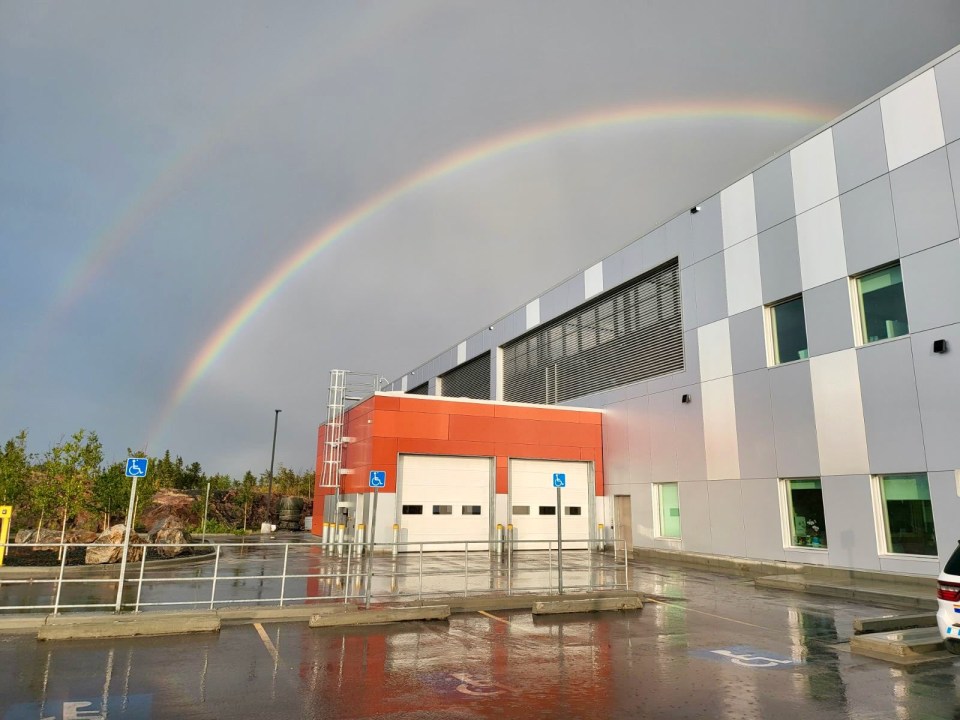 A double rainbow over Stanton Territorial Hospital. Photo: NTHSSA