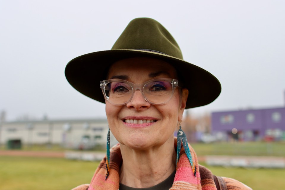Jannet Ann Leggett at a Hay River welcome-home gathering in October 2023. Aastha Sethi/Cabin Radio
