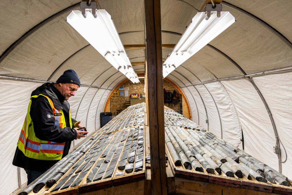 Gerald Panneton studies core samples from beneath Con Mine. Ollie Williams/Cabin Radio