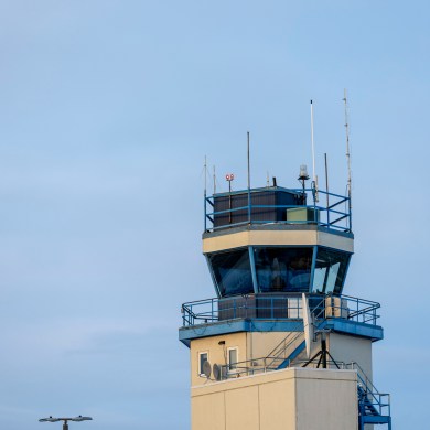 Yellowknife Airport's control tower. Ollie Williams/Cabin Radio
