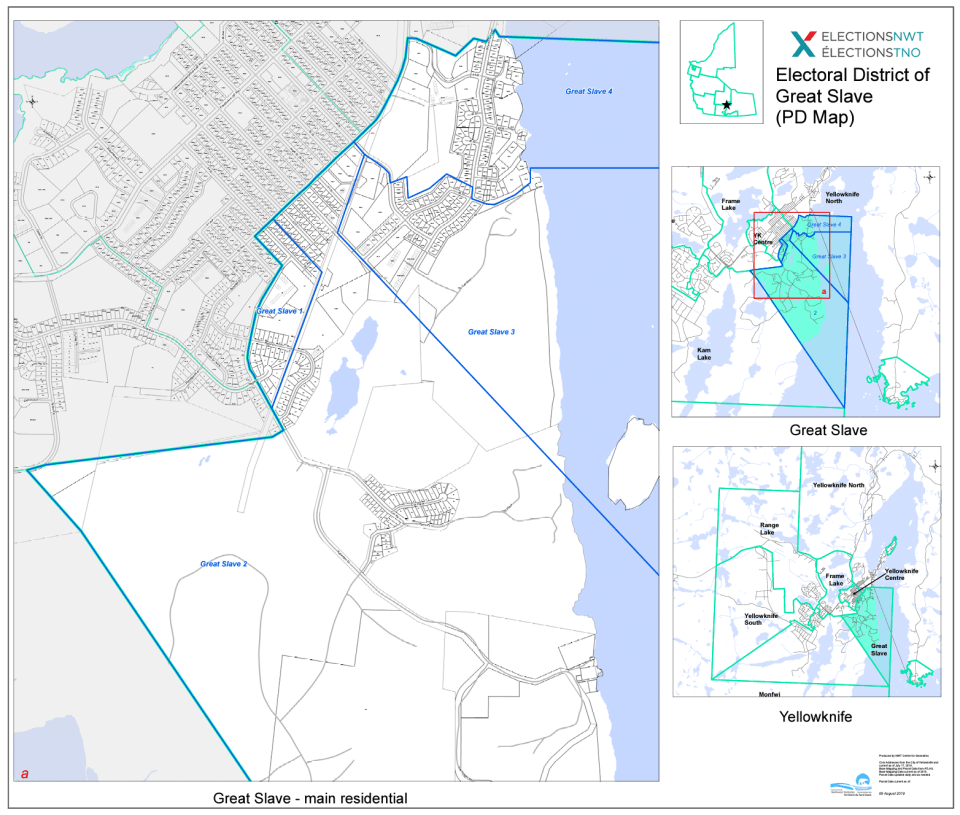 Elections NWT's map of Great Slave for the 2023 election.