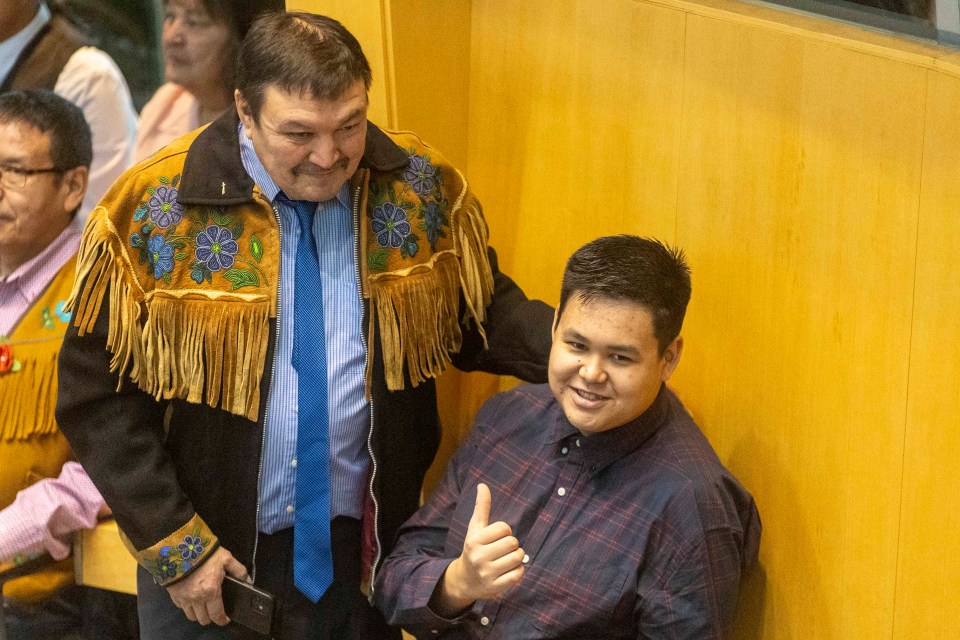 Sahtu MLA Danny McNeely, left. Ollie Williams/Cabin Radio