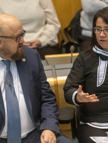 Inuvik MLAs Denny Rodgers, left, and Lesa Semmler. Ollie Williams/Cabin Radio