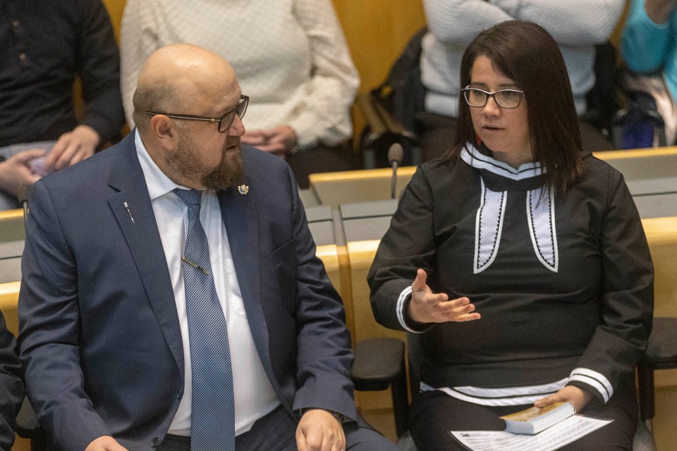 Inuvik MLAs Denny Rodgers, left, and Lesa Semmler. Ollie Williams/Cabin Radio