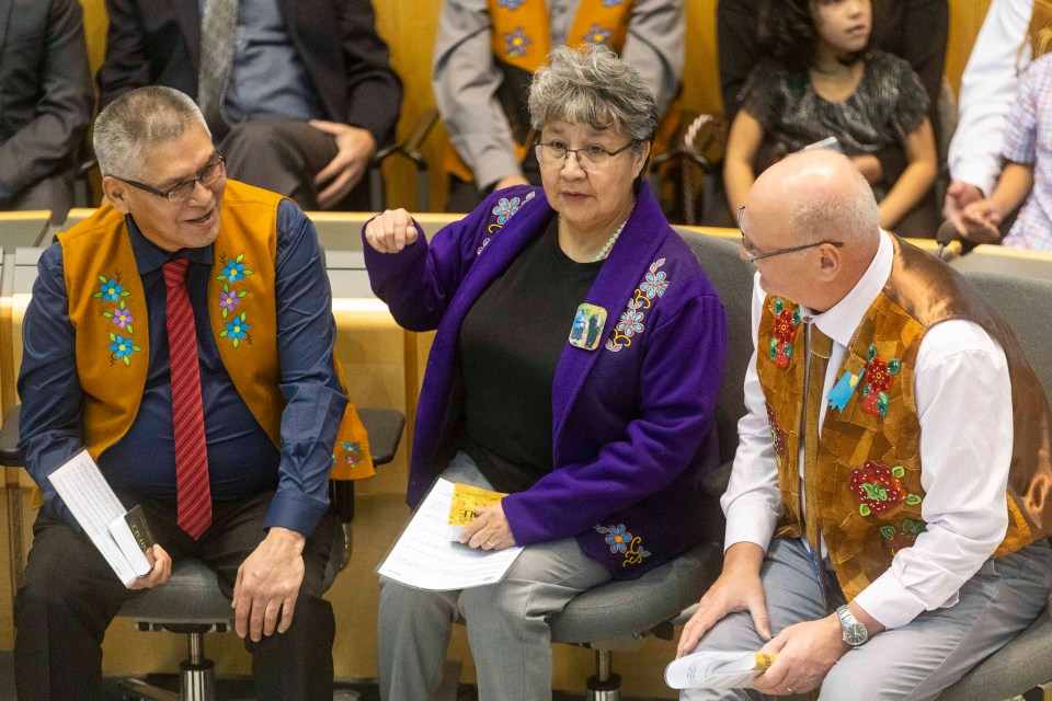 From left: George Nerysoo, Jane Weyallon Armstrong and Shane Thompson. Ollie Williams/Cabin Radio