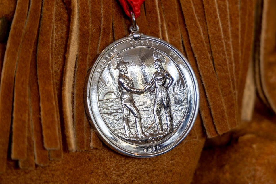 A treaty medallion worn by Richard Edjericon. Ollie Williams/Cabin Radio