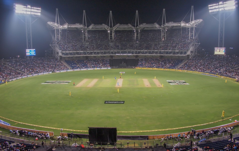 A cricket match between Australia and India at a stadium in Pune, India. RS Vivek/Dreamstime