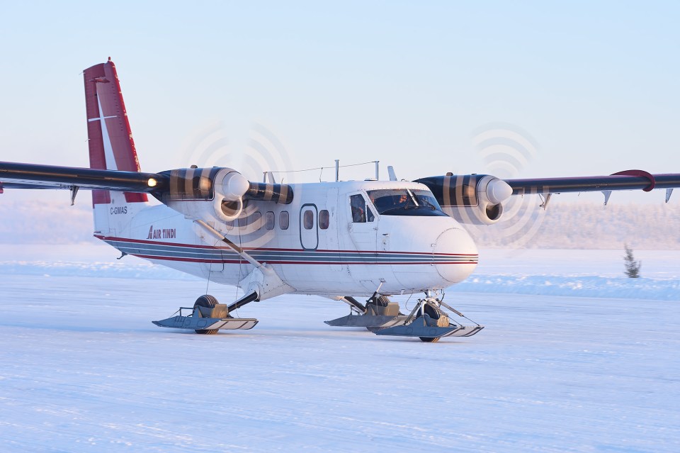 A file image of Air Tindi Twin Otter registration C-GMAS on a wheel-ski combination. Photo: Stephen Fochuk