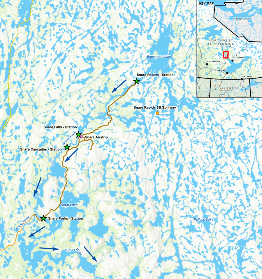 A map of the Snare hydro system published by the NWT Power Corporation.