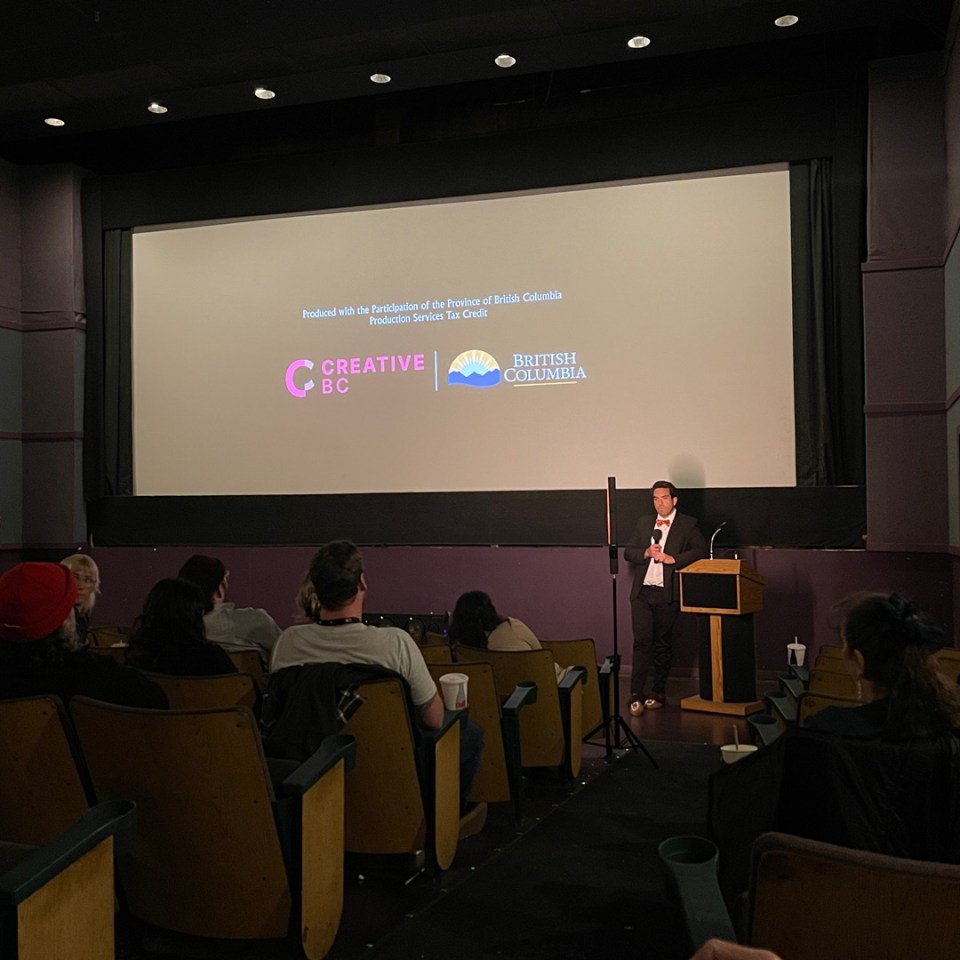Redvers at a private screening of Cold Road in Hay River late last year. Photo: Cold Road