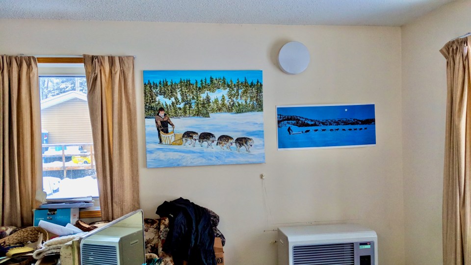 Artwork on the walls of Pi's home. Ollie Williams/Cabin Radio