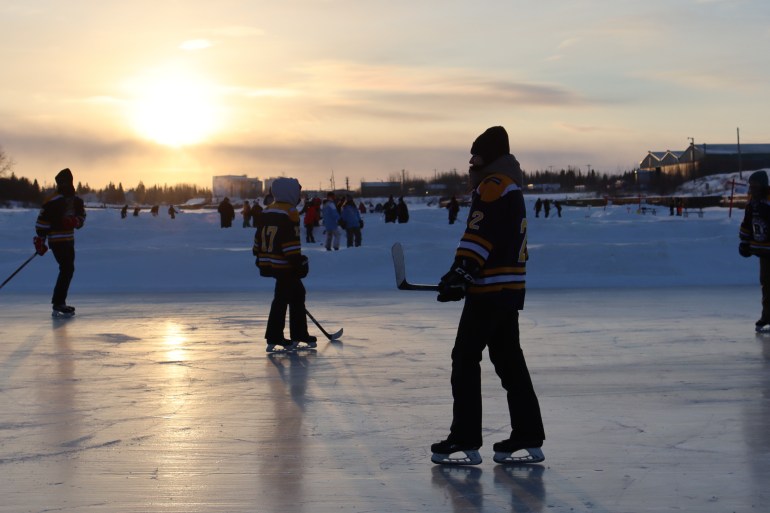 Polar Pond Hockey begins in Hay River on March 1, 2024. Aastha Sethi/Cabin Radio