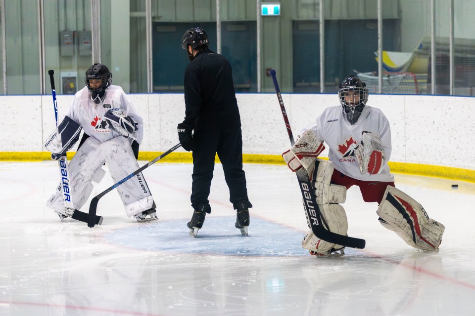 A Team Nunavut training session during the One for All girls' hockey weekend in Yellowknife. Ollie Williams/Cabin Radio