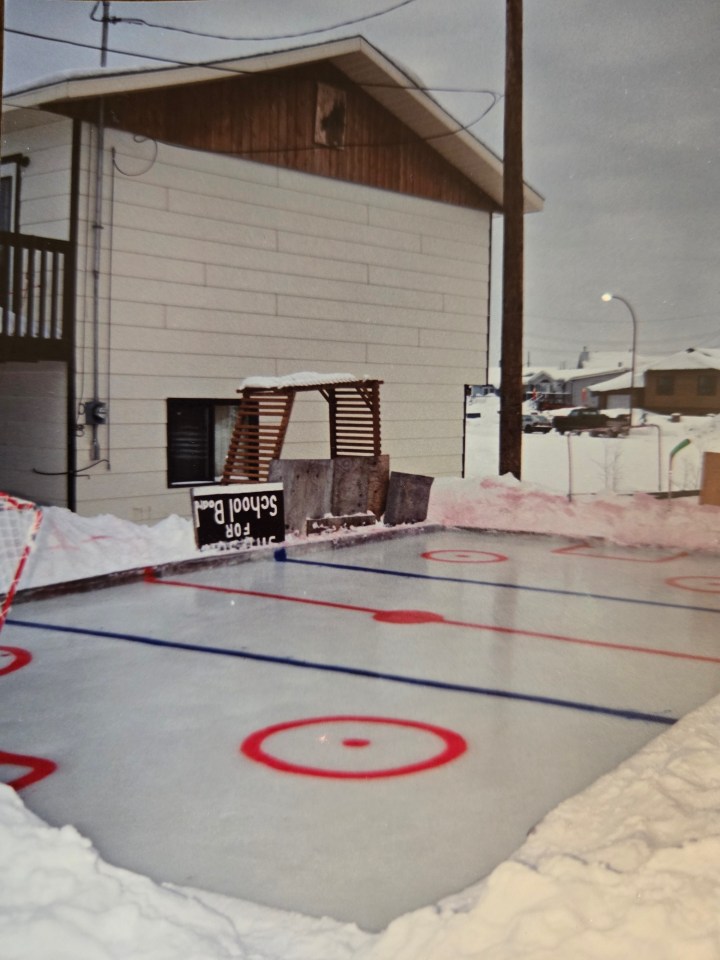The Simpson family's backyard rink in Yellowknife. Photo: Submitted