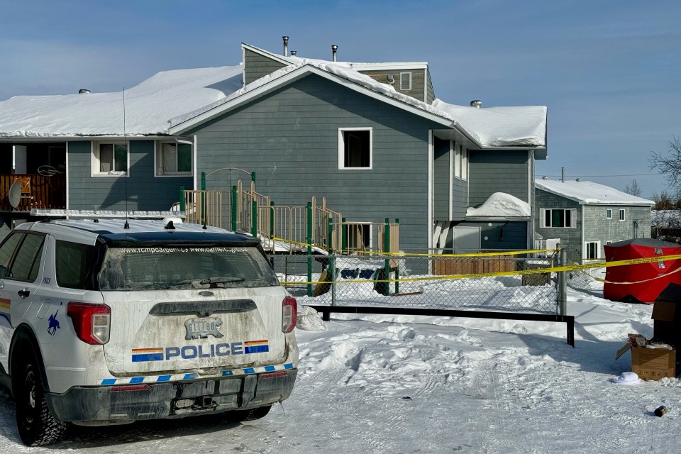 Police tape on March 16, 2024 at the scene of an incident that RCMP called a double homicide. Photo: Submitted 