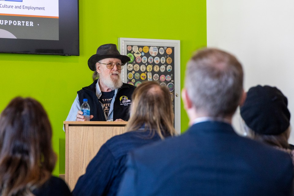 Walt Humphries addresses an audience in March 2024.