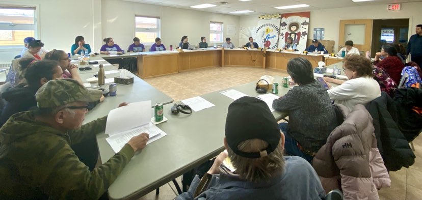 Aklavik residents at a public meeting regarding the draft Missing Persons Act. Photo: Samantha Kerr