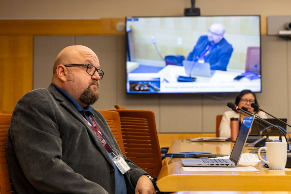 Denny Rodgers at the NWT legislature in April 2024. Ollie Williams/Cabin Radio