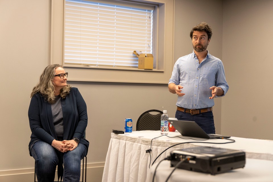 Li-FT chief executive Francis MacDonald, right, and chief sustainability officer April Hayward. Ollie Williams/Cabin Radio