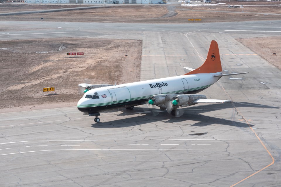 A Buffalo Airways Lockheed Electra. Ollie Williams/Cabin Radio