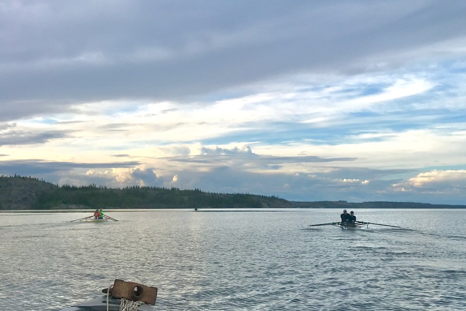 Rowing shells on the bay near Yellowknife. Photo: Submitted