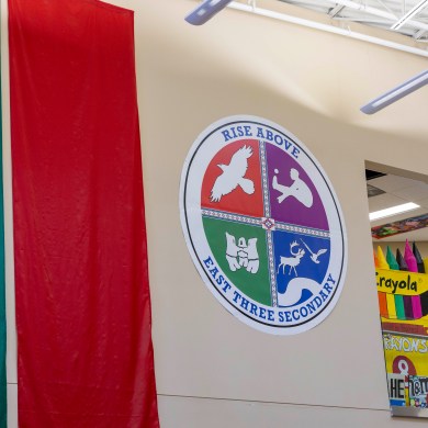 East Three School's foyer. Ollie Williams/Cabin Radio