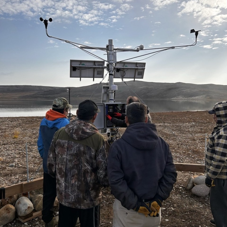 A solar assessment taking place near Paulatuk. Photo supplied by Grace Nakimayak